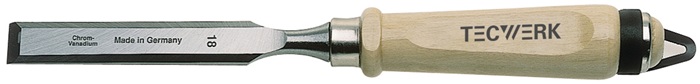 Stechbeitel Schneiden-B.24mm m.Zwinge Weißbuchenh.Ulmer Form CV-Stahl TECWERK