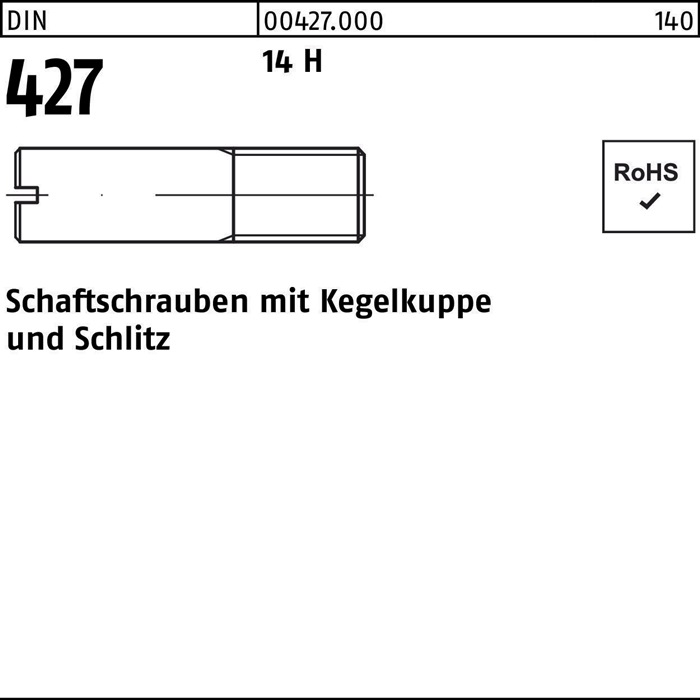 Schaftschraube DIN 427 m.Kegelkuppe/Schlitz M3x 8 14 H 100 Stück