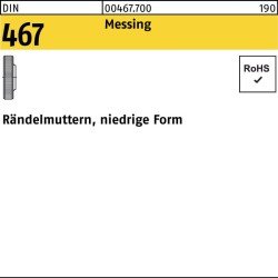 Rändelmutter DIN 467 niedrige FormM6 Messing 50 Stück