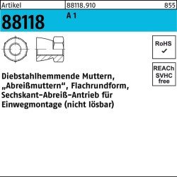Mutter R 88118 diebstahlhemmend M8x 6 A 1 50 Stück