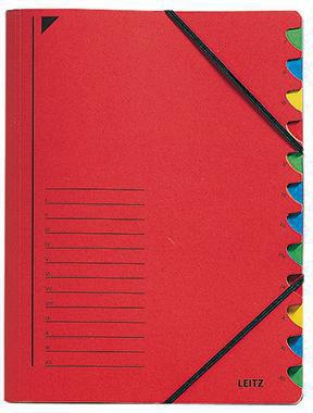 Leitz Ordnungsmappe 39120025 DIN A4 12Fächer farbig Karton rot