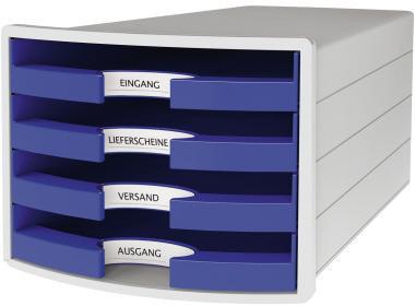HAN Schubladenbox IMPULS 1013-14 DIN A4/C4 4Fächer offen l.gr/bl
