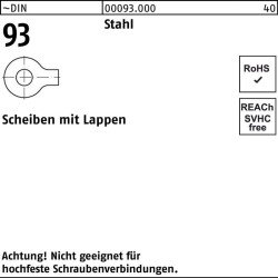 Unterlegscheibe DIN 93 Lappen 23 Stahl 100 Stück