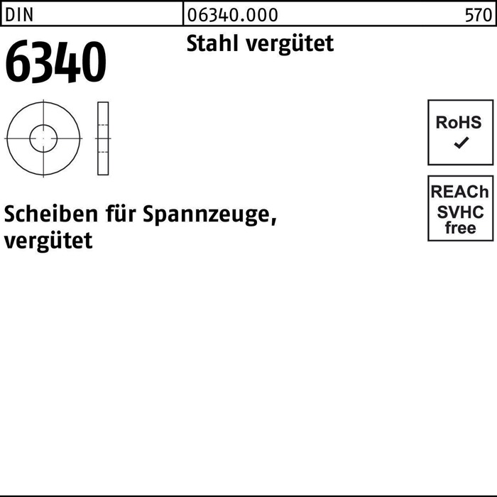 Scheibe DIN 6340 13x 35x 5 Stahl vergütet 50 Stück