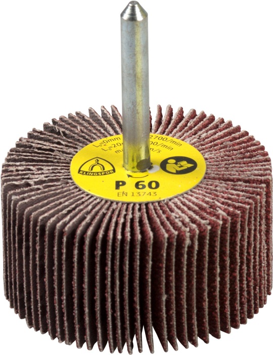 Fächerschleifer KM 613 Ø60xH30mm K.80 Korund Schaft-D.6mm KLINGSPOR