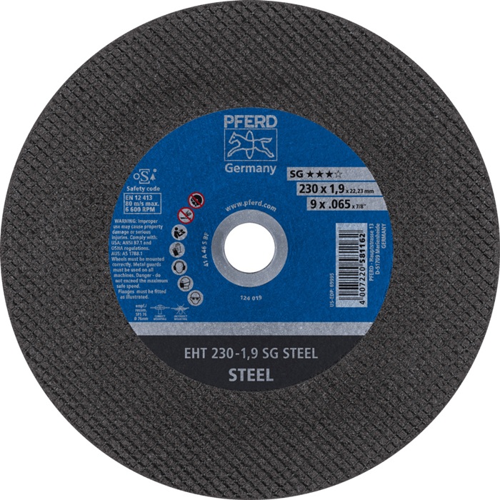 Trennscheibe SG STEEL D230x1,9mm ger.STA Bohr.22,23mm PFERD