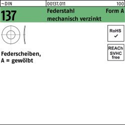 Federscheibe DIN 137 A 3,5 Federstahl mech.verz. 1000 Stück