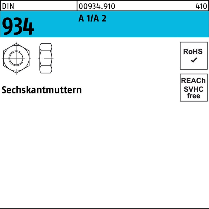 Sechskantmutter DIN 934 M2,6 A1/A2 100 Stück