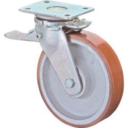 Schwerlastlenkrolle D.200mm Trgf.1000kg m.Festst.Guß-PU 138x110mm BS ROLLEN