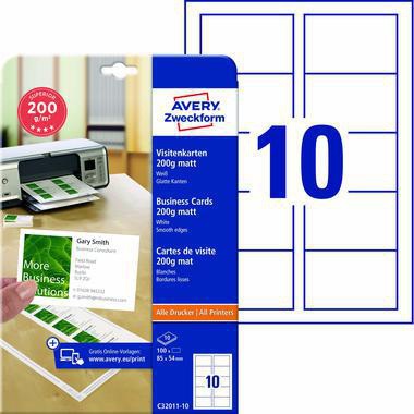 Avery Zweckform Visitenkarte C32011-10 DIN A4 weiß 10 St./Pack.
