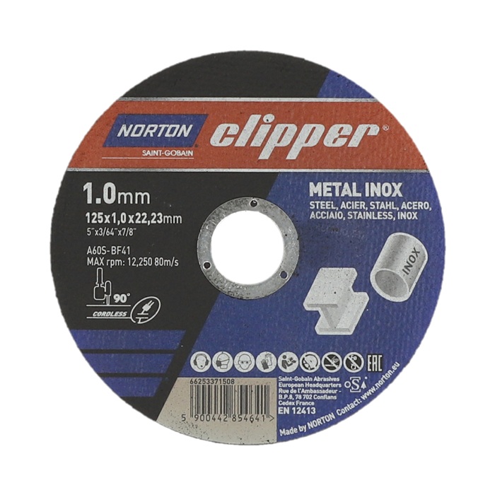 Trennscheibe D125x1,0mm Typ 41 Metall-Inox Metall-Inox 12250 min-1