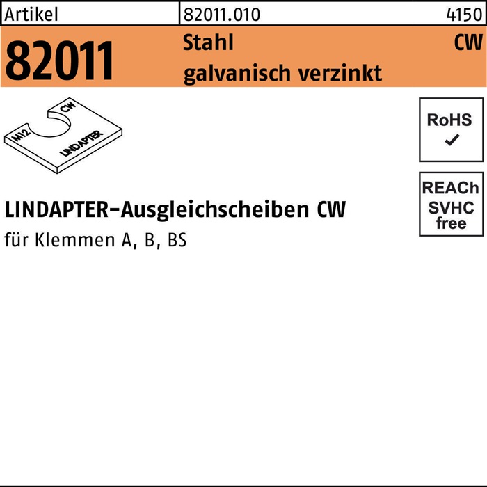 Ausgleichscheibe R 82011 CW M12/2,5 Stahl galv.verz. 1St. LINDAPTER