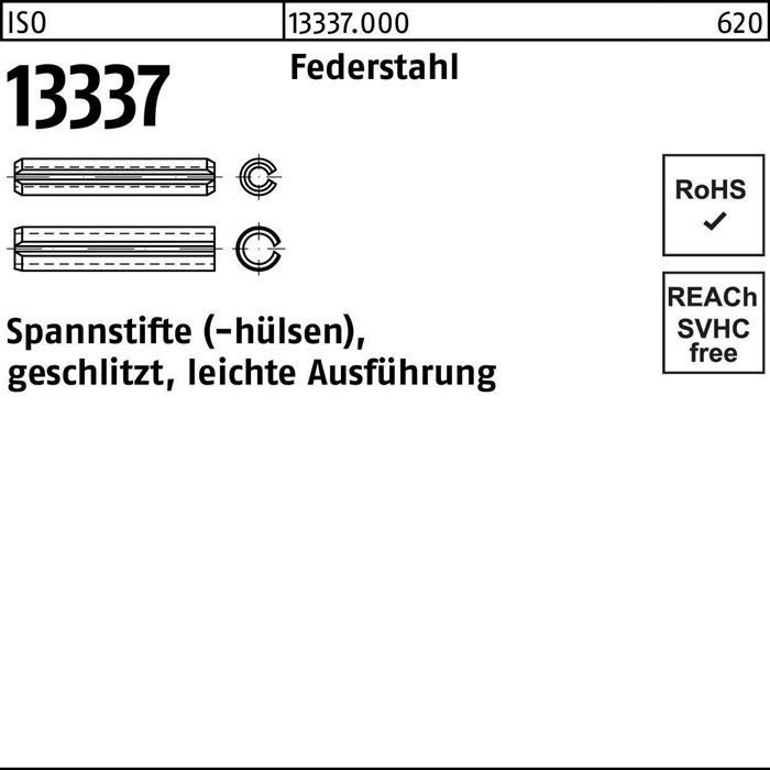 Spannstifthülse ISO 13337 geschlitzt 2x 30 Federstahl leichte Ausf. 200 Stück