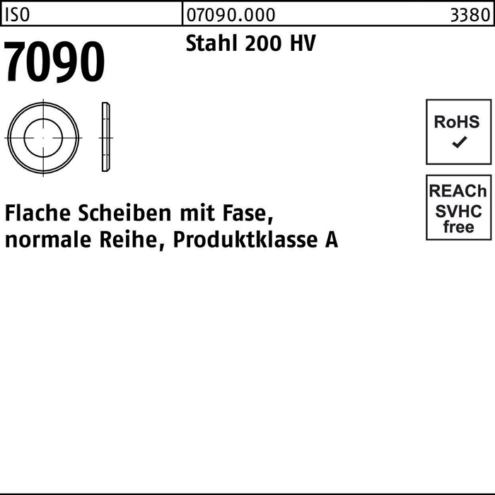 Unterlegscheibe ISO 7090 m.Fase 24 Stahl 200 HV 200 Stück