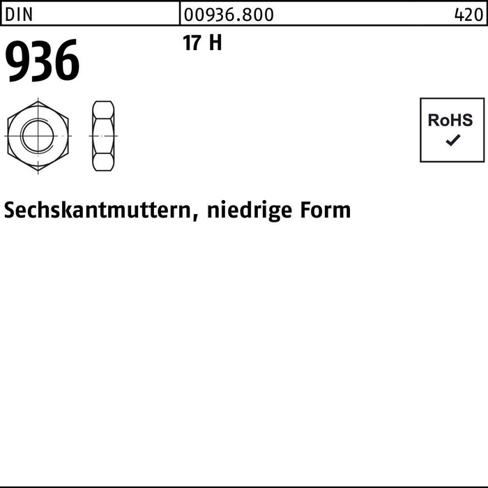 Sechskantmutter DIN 936 M14 17 H 100 Stück