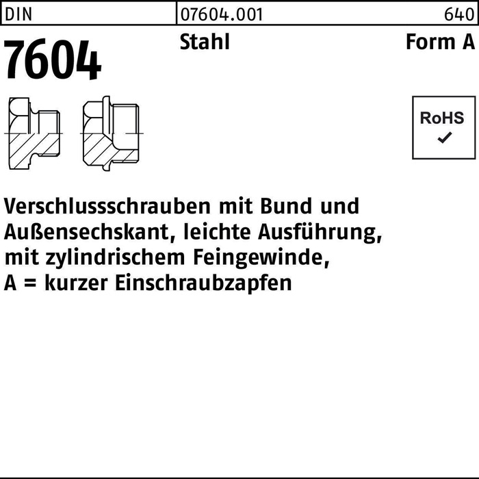 Verschlußschraube DIN 7604 Bund AM 26x 1,5 Stahl 25 Stück
