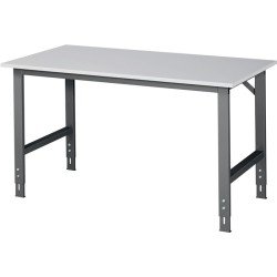 Werktisch Tom B1500xT800xH760-1080mm Arbeitsplatte Melamin Gestell anthrazitgrau