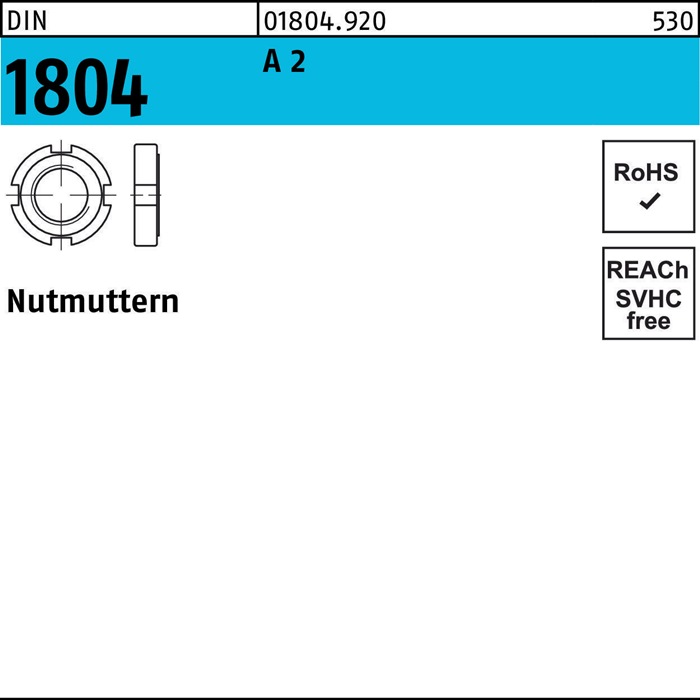Nutmutter DIN 1804 M 18 x 1,5 A 2 10 Stück
