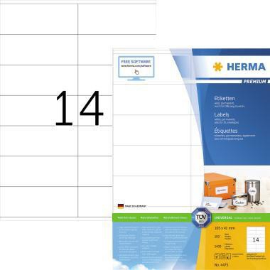 HERMA Etikett PREMIUM 4475 105x41mm weiß 1.400 St./Pack.