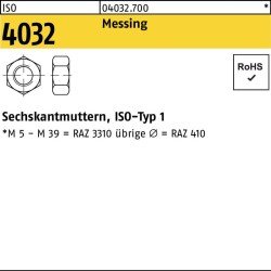 Sechskantmutter ISO 4032 M2 Messing 1000 Stück