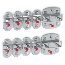 Werkzg.h.10-tlg.ku.-besch.7 Haken/2 Doppelhaken/1 Werkzeugklemme RASTERPLAN
