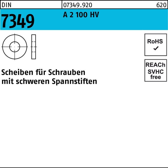 Scheibe DIN 7349 4,3x12x 1,6 A 2 100 HV 100 Stück
