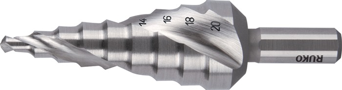 Stufenbohrer Bohrber.4-20mm HSS-Co5 Spiralnut Z.2 Stufen 9 RUKO