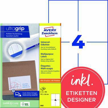 Avery Zweckform Universaletikett 3483 105x148mm weiß 400 St./Pack.