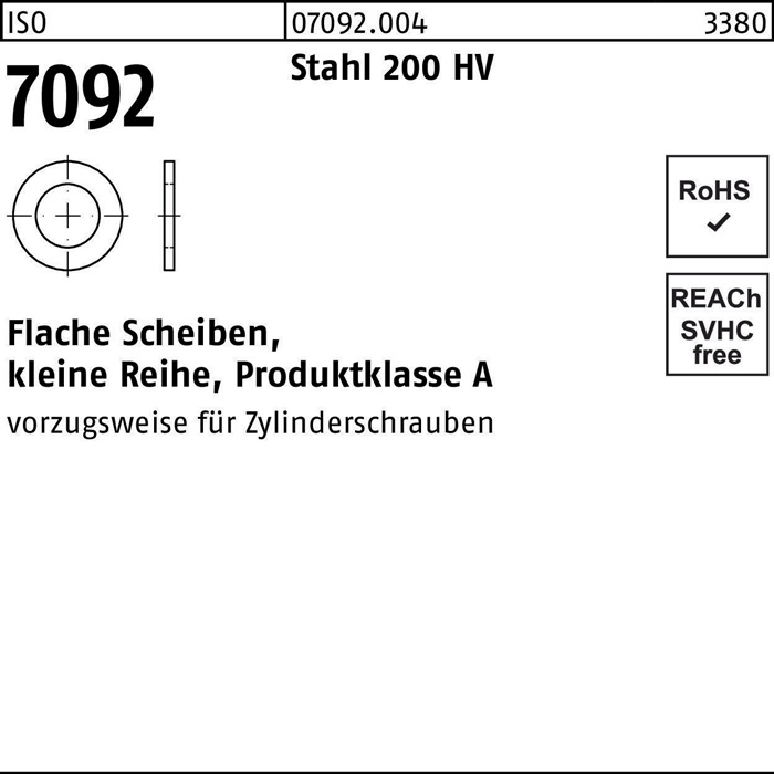 Unterlegscheibe ISO 7092 4 Stahl 200 HV 5000 Stück