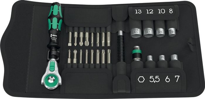 Bit-/Steckschlüsselset KK Zyklop Speed 26-tlg.Schlitz/PH/PZD/Knarre/7 Nüsse WERA