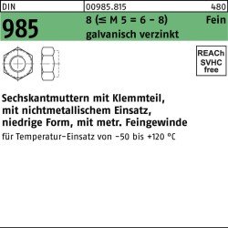 Sechskantmutter DIN 985 Klemmteil M18x2 8 (=M 5 = 6/8 ) galv.verz. 50St.