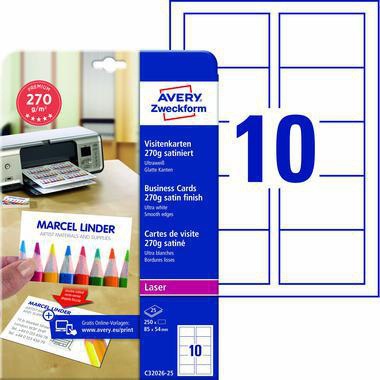 Avery Zweckform Visitenkarte C32026-25 ultraweiß 250 St./Pack.
