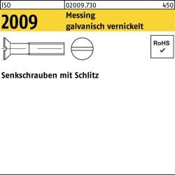 Senkschraube ISO 2009 Schlitz M6x 10 Messing galv. vernickelt 200 Stück