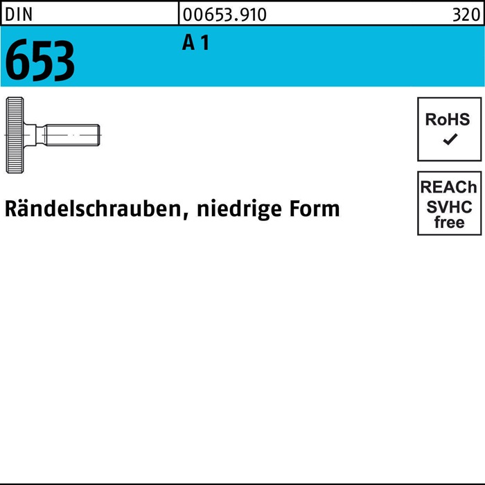 Rändelschraube DIN 653 niedrige FormM5x 12 A 1 10 Stück