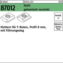 T-Nutenmutter R 87012 Führungssteg 8mm M6 Stahl galv.verz. 100 Stück