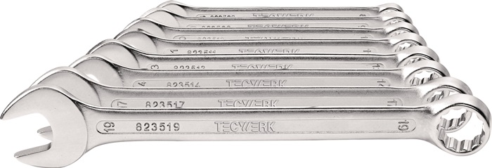 Ringmaulschlüsselsatz 9-tlg.SW 10-32mm Form A ext.lang CV-Stahl TECWERK