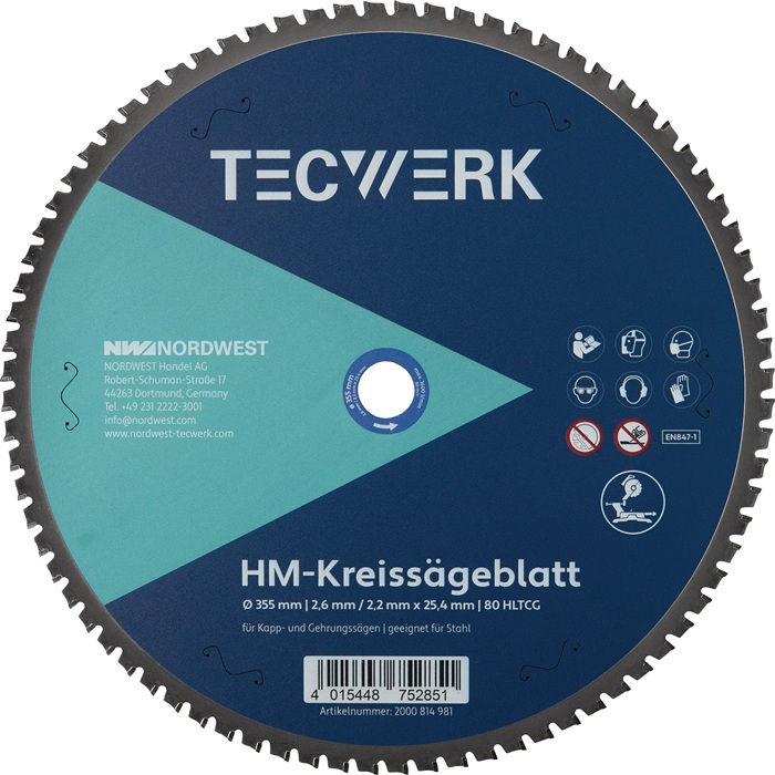 Tisch-/Kappkreissägeblatt AD 355mm Z.80 HLTCG Bohr.25,4mm Schnitt-B.2.6mm