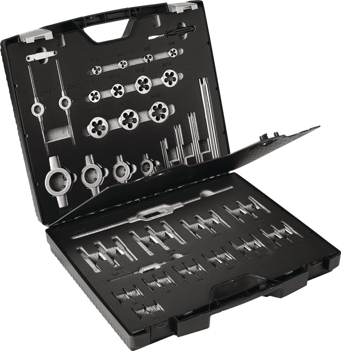 Gewindeschneidzeugsatz M3-M20 54tlg.HSS Ku.-Kass.TECWERK