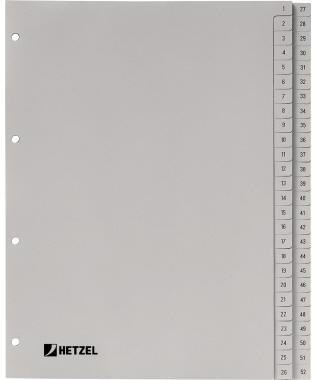 Hetzel Register 721308 DIN A4 1-52 52-teilig PP grau
