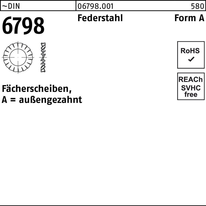 Fächerscheibe DIN 6798 FormA außengezahnt A 3,2 Federstahl 500 Stück