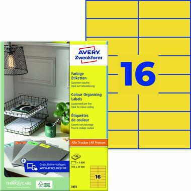 Avery Zweckform Universaletikett 3455 105x37mm gelb 1600 St./Pack.
