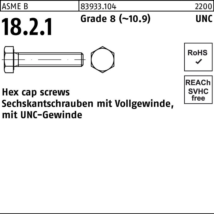 Sechskantschraube R 83933 UNC-Gewinde VG 7/16x 1 Grade 8 (~10.9) 100 Stück