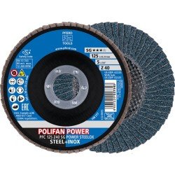 Fächerscheibe POLIFAN Z SG POWER STEELOX D.125mm K.40 INOX ZK Ausf.kon.PFERD