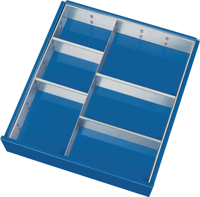 Schubladenunterteilungsmaterial Front-H.120-150mm 1 Trenn- u.4 Steckw.TECWERK