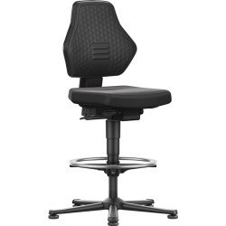 Arbeitsdrehstuhl Air Flow Bodengleiter+Fußring Supertec-Gewebe schwarz