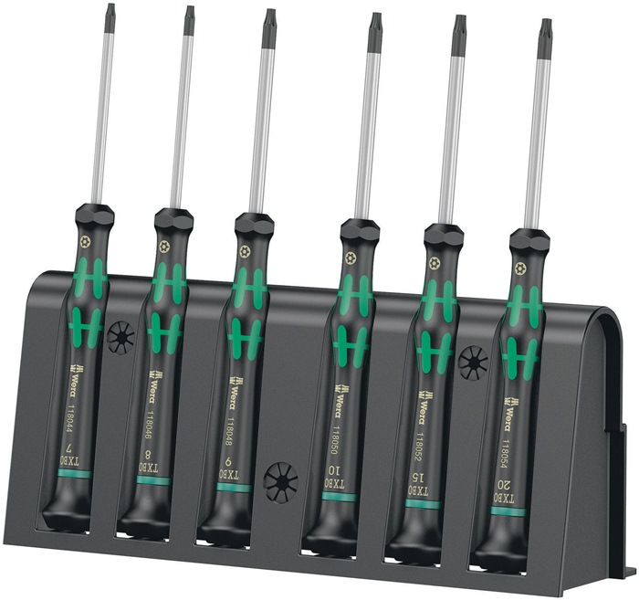 Elektronikerschraubendrehersatz 2067/6 TX BO 6teilig 6TorxBO rd. nicromattiert