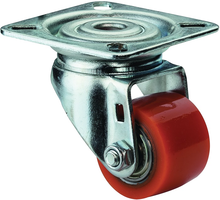 Lenkrolle D.35mm Trgf.100kg m.Platte PU BS ROLLEN