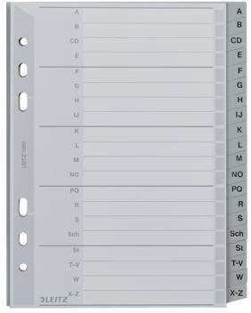 Leitz Register 12650000 A-Z DIN A5 16,5x21cm 20Bl. PP grau
