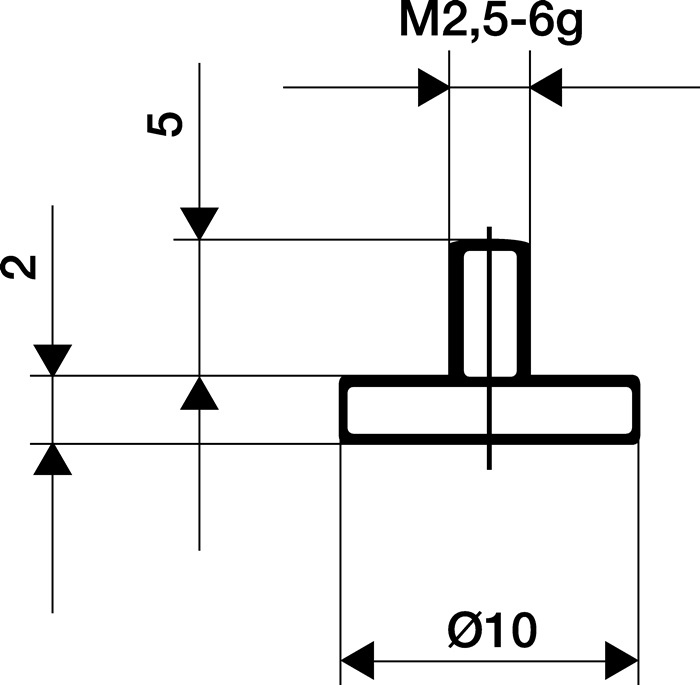 Messeins.D.10mm plan M2,5 HM z.Messuhren KÄFER