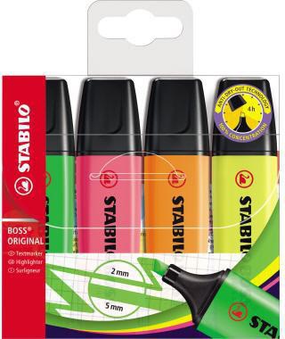 STABILO Textmarker BOSS ORIGINAL 70/4 2-5mm sortiert 4 St./Pack.